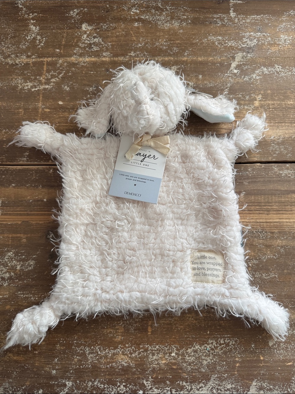 NWT Demdaco Ivory Plush Prayer Blankie Elephant Lovey